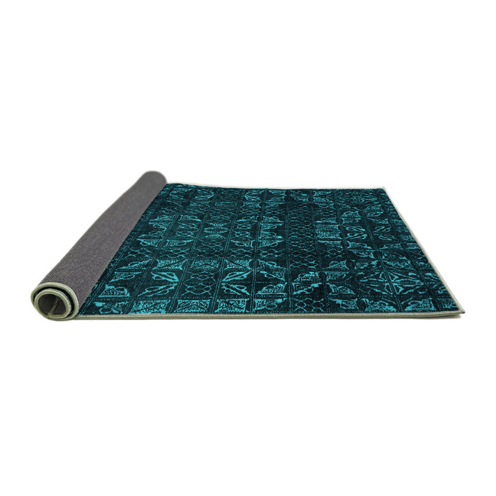 Sideview of Abstract Turquoise Modern Rug, abs4509turq