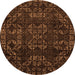 Round Abstract Orange Modern Rug, abs4509org