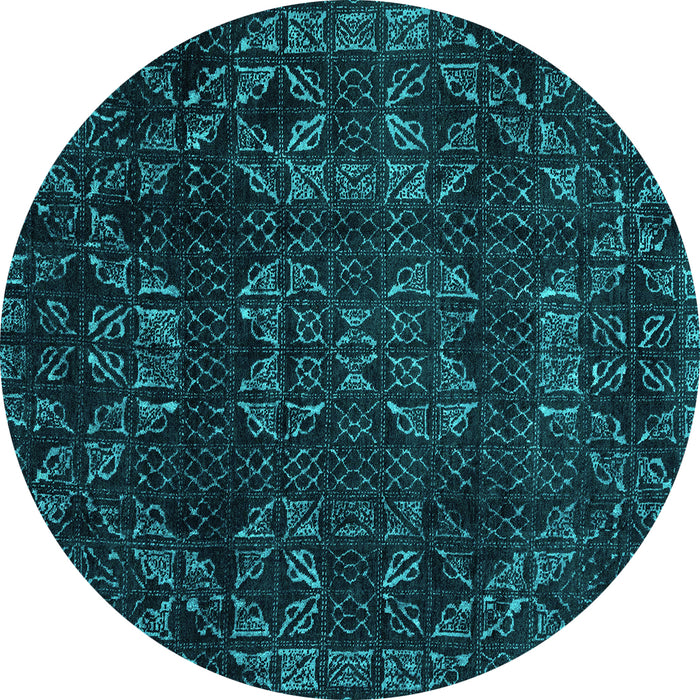 Round Abstract Turquoise Modern Rug, abs4509turq