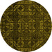 Round Abstract Yellow Modern Rug, abs4509yw