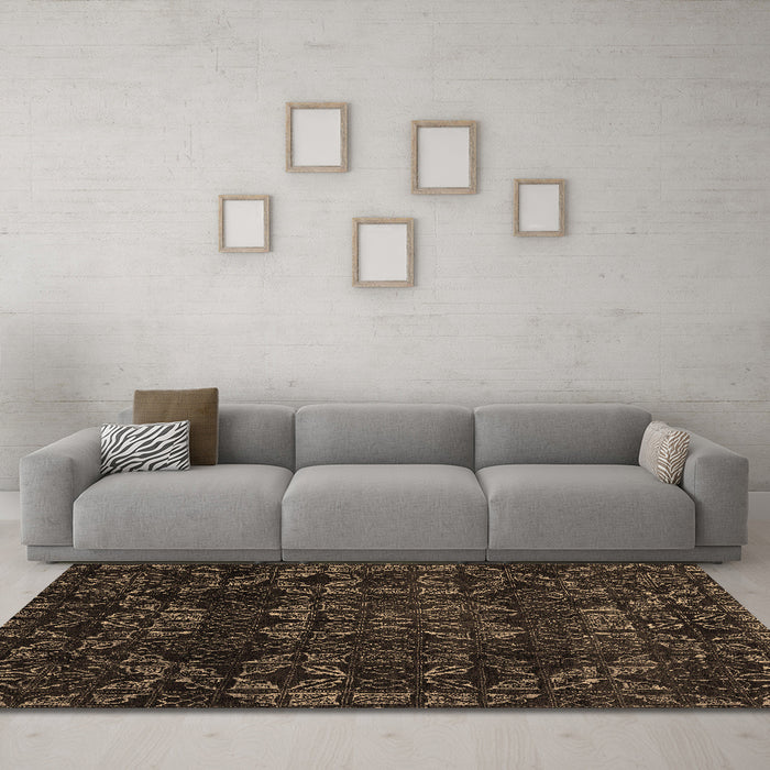 Machine Washable Abstract Brown Modern Rug in a Living Room,, wshabs4509brn