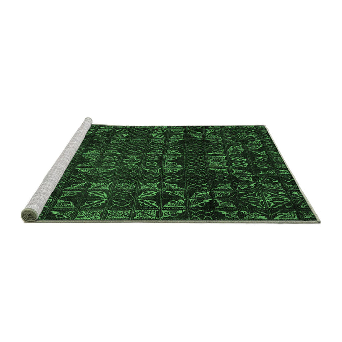 Sideview of Machine Washable Abstract Emerald Green Modern Area Rugs, wshabs4509emgrn