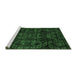 Sideview of Machine Washable Abstract Emerald Green Modern Area Rugs, wshabs4509emgrn