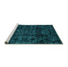 Sideview of Machine Washable Abstract Turquoise Modern Area Rugs, wshabs4509turq