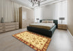 Machine Washable Abstract Chrome Gold Yellow Rug in a Bedroom, wshabs450