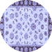 Round Machine Washable Oriental Blue Traditional Rug, wshabs450blu