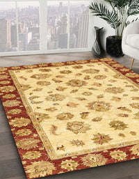 Abstract Chrome Gold Yellow Oriental Rug, abs450