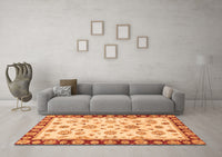 Machine Washable Oriental Orange Traditional Rug, wshabs450org