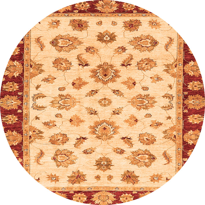 Round Machine Washable Oriental Orange Traditional Area Rugs, wshabs450org