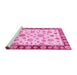 Sideview of Machine Washable Oriental Pink Traditional Rug, wshabs450pnk