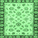 Square Machine Washable Oriental Emerald Green Traditional Area Rugs, wshabs450emgrn