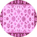 Round Oriental Purple Traditional Rug, abs450pur