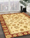 Abstract Chrome Gold Yellow Oriental Rug in Family Room, abs450