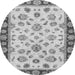 Round Machine Washable Oriental Gray Traditional Rug, wshabs450gry