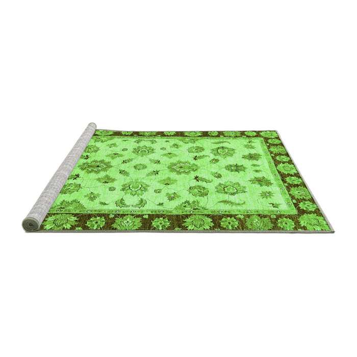 Sideview of Machine Washable Oriental Green Traditional Area Rugs, wshabs450grn
