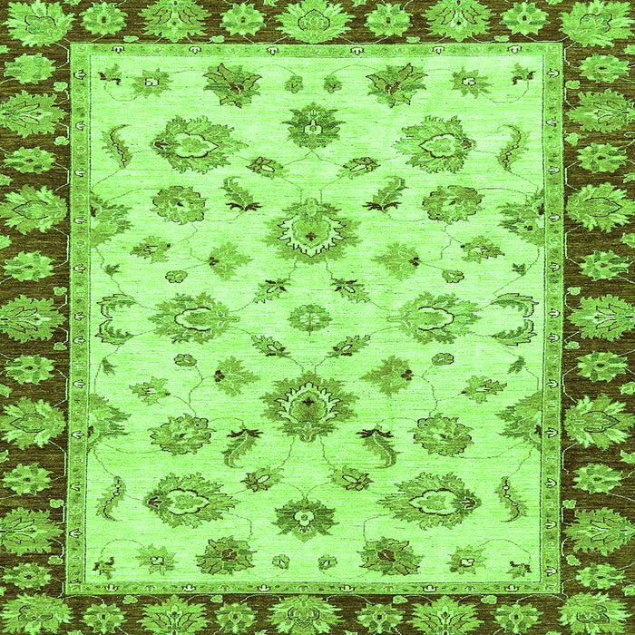 Square Oriental Green Traditional Rug, abs450grn