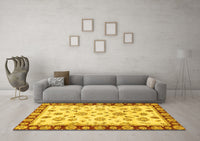 Machine Washable Oriental Yellow Traditional Rug, wshabs450yw