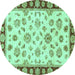 Round Oriental Turquoise Traditional Rug, abs450turq