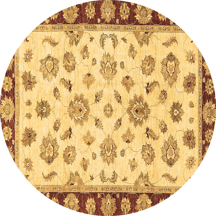 Round Machine Washable Oriental Brown Traditional Rug, wshabs450brn