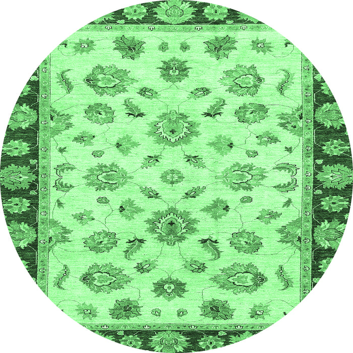 Round Oriental Emerald Green Traditional Rug, abs450emgrn