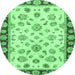 Round Oriental Emerald Green Traditional Rug, abs450emgrn