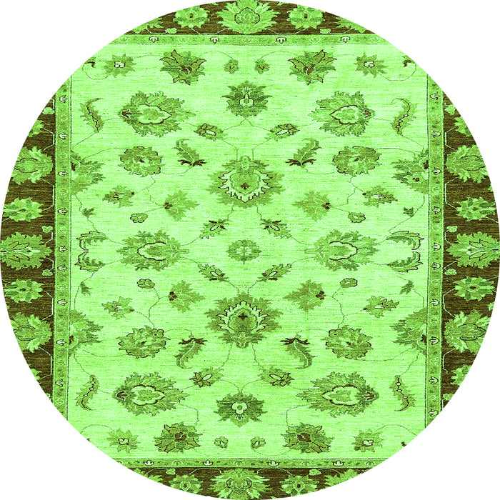 Round Oriental Green Traditional Rug, abs450grn