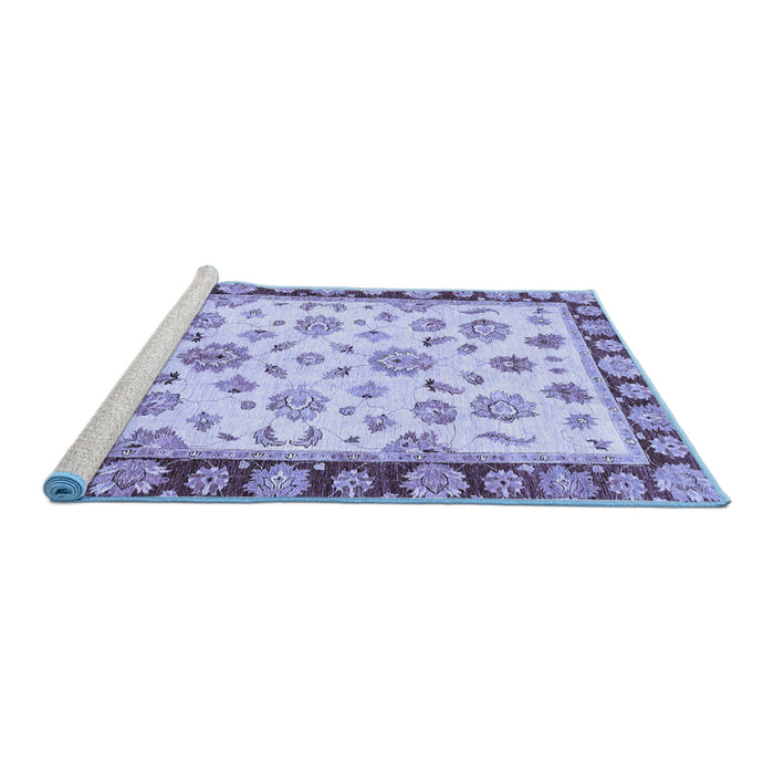 Sideview of Machine Washable Oriental Blue Traditional Rug, wshabs450blu