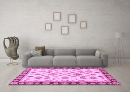 Machine Washable Oriental Purple Traditional Area Rugs in a Living Room, wshabs450pur