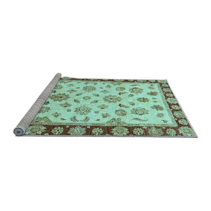 Sideview of Machine Washable Oriental Light Blue Traditional Rug, wshabs450lblu