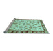 Sideview of Machine Washable Oriental Light Blue Traditional Rug, wshabs450lblu