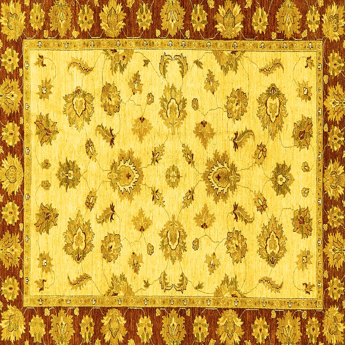Square Oriental Yellow Traditional Rug, abs450yw