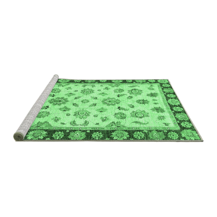 Sideview of Machine Washable Oriental Emerald Green Traditional Area Rugs, wshabs450emgrn