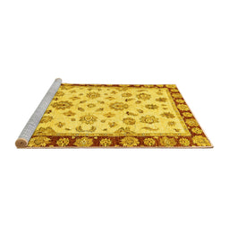 Sideview of Machine Washable Oriental Yellow Traditional Rug, wshabs450yw
