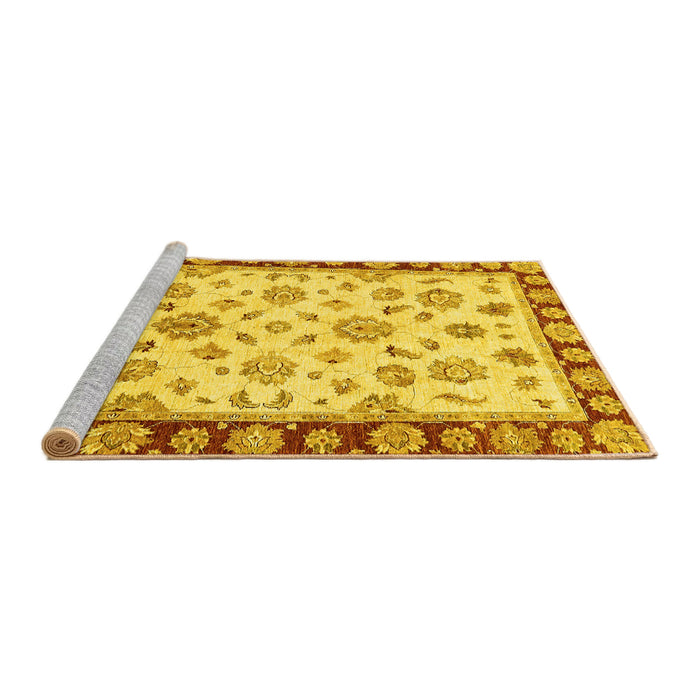 Sideview of Machine Washable Oriental Yellow Traditional Rug, wshabs450yw