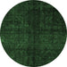 Round Abstract Emerald Green Modern Rug, abs4510emgrn