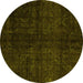 Round Machine Washable Abstract Yellow Modern Rug, wshabs4510yw