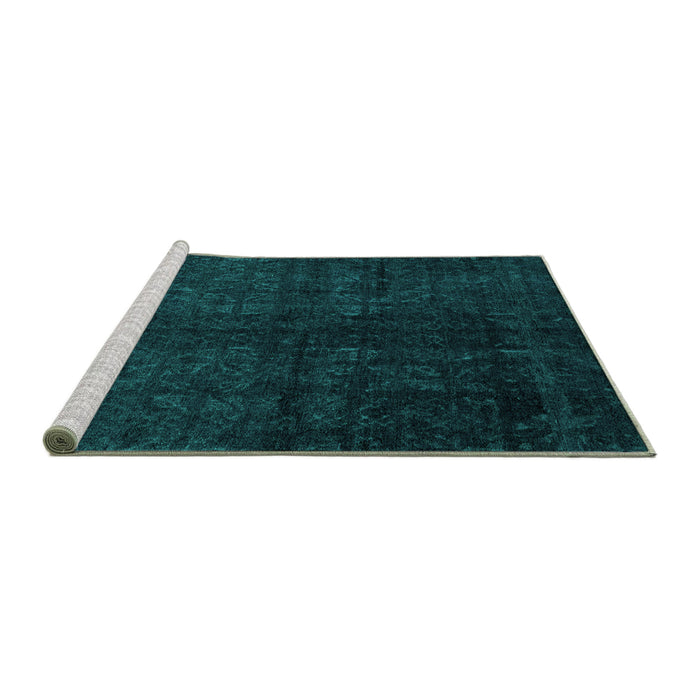 Sideview of Machine Washable Abstract Turquoise Modern Area Rugs, wshabs4510turq