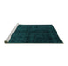 Sideview of Machine Washable Abstract Turquoise Modern Area Rugs, wshabs4510turq