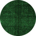 Round Abstract Green Modern Rug, abs4510grn