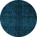 Round Abstract Light Blue Modern Rug, abs4510lblu