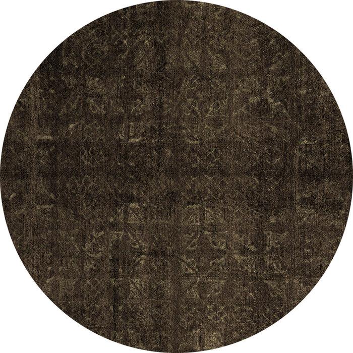 Round Abstract Brown Modern Rug, abs4510brn