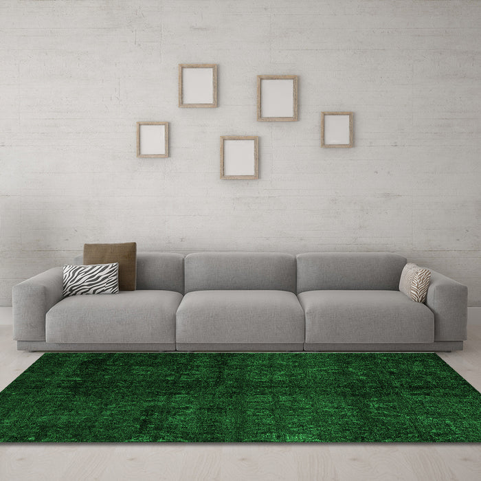 Machine Washable Abstract Green Modern Area Rugs in a Living Room,, wshabs4510grn