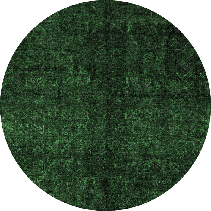 Round Machine Washable Abstract Emerald Green Modern Area Rugs, wshabs4510emgrn