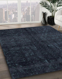 Machine Washable Abstract Night Blue Rug in a Family Room, wshabs4510