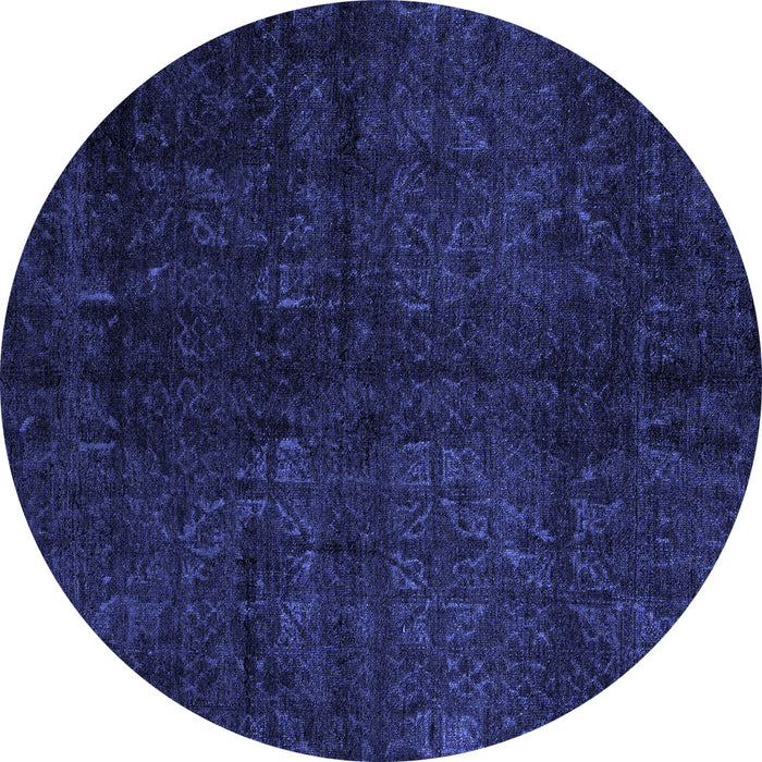 Round Machine Washable Abstract Blue Modern Rug, wshabs4510blu