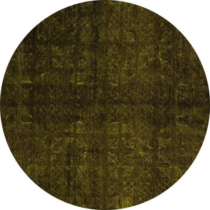 Round Abstract Yellow Modern Rug, abs4510yw