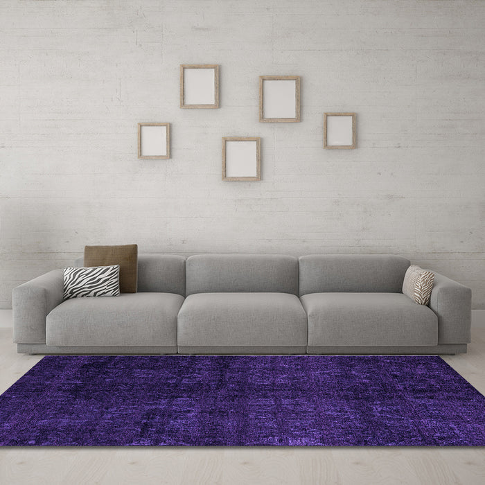 Machine Washable Abstract Purple Modern Area Rugs in a Living Room, wshabs4510pur