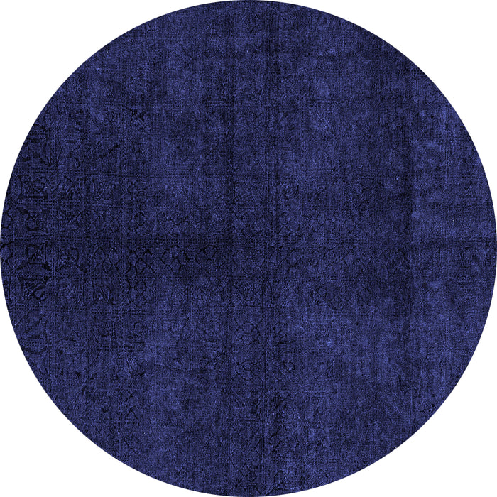 Round Abstract Blue Modern Rug, abs4511blu