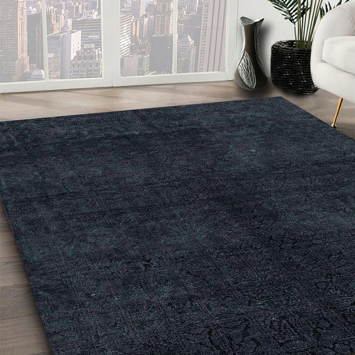 Machine Washable Abstract Night Blue Rug in a Family Room, wshabs4511
