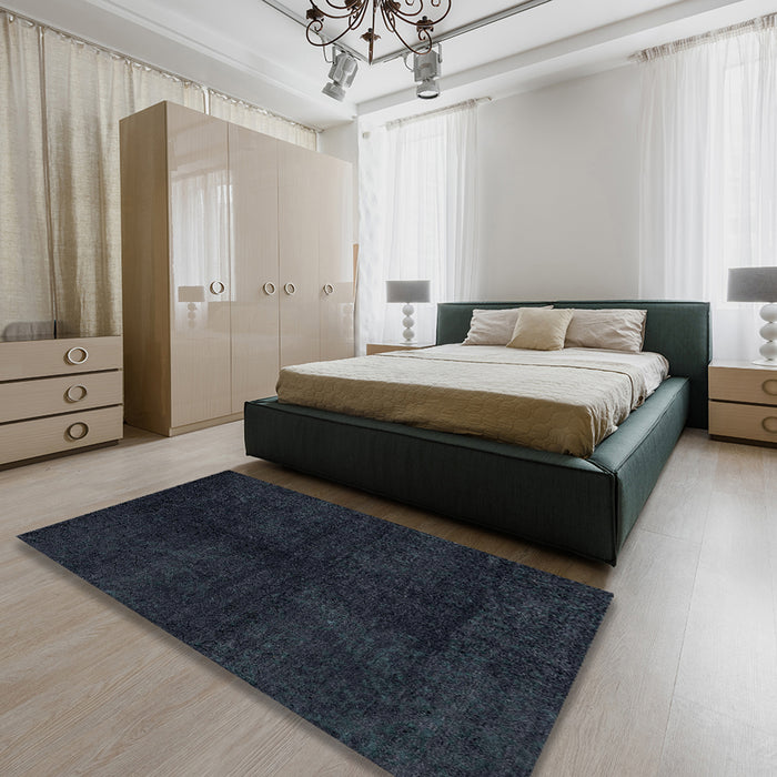 Machine Washable Abstract Night Blue Rug in a Bedroom, wshabs4511